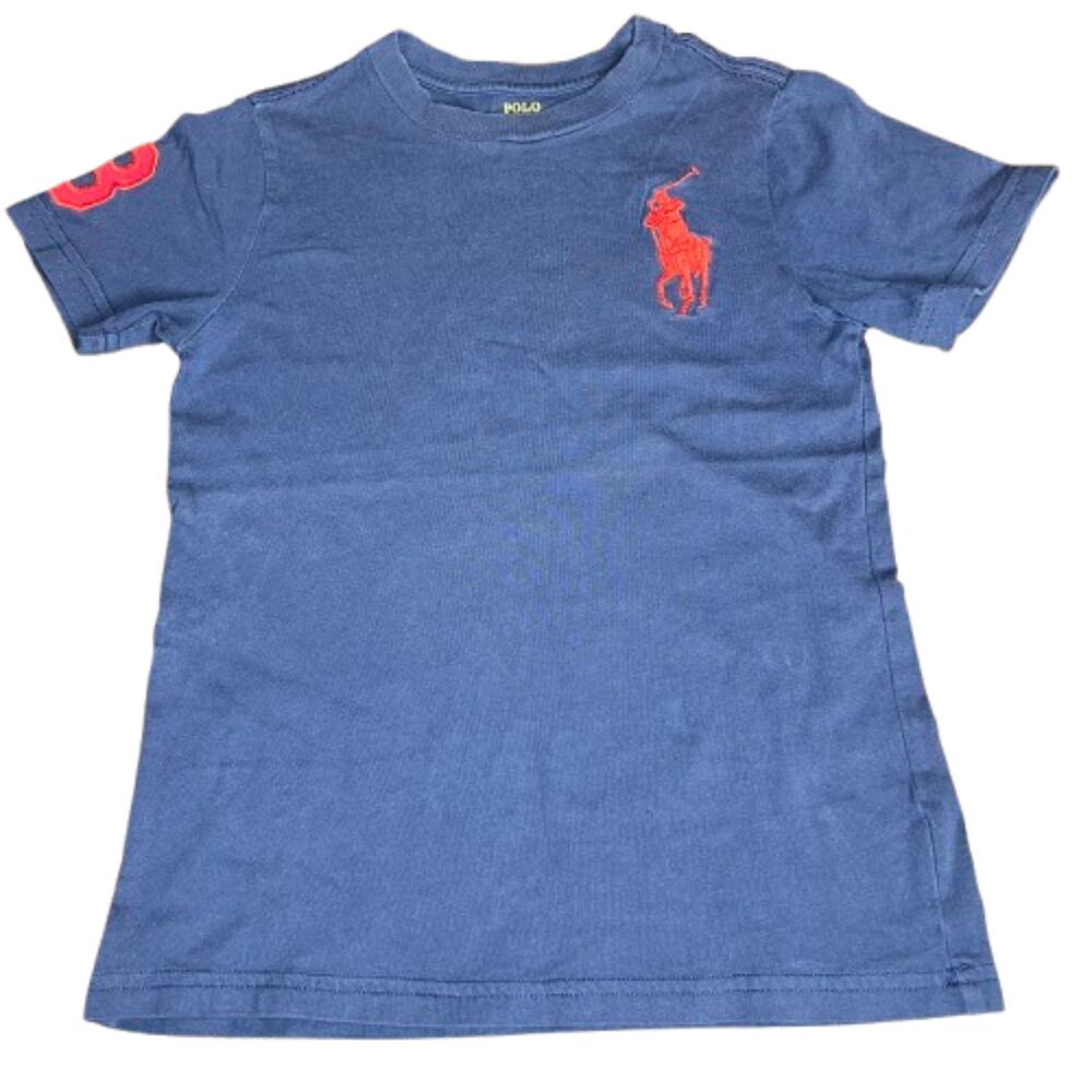 Polo Ralph Lauren Kids Blue Big Pony Tee Red Logo Short Sleeve Shirt Size 6